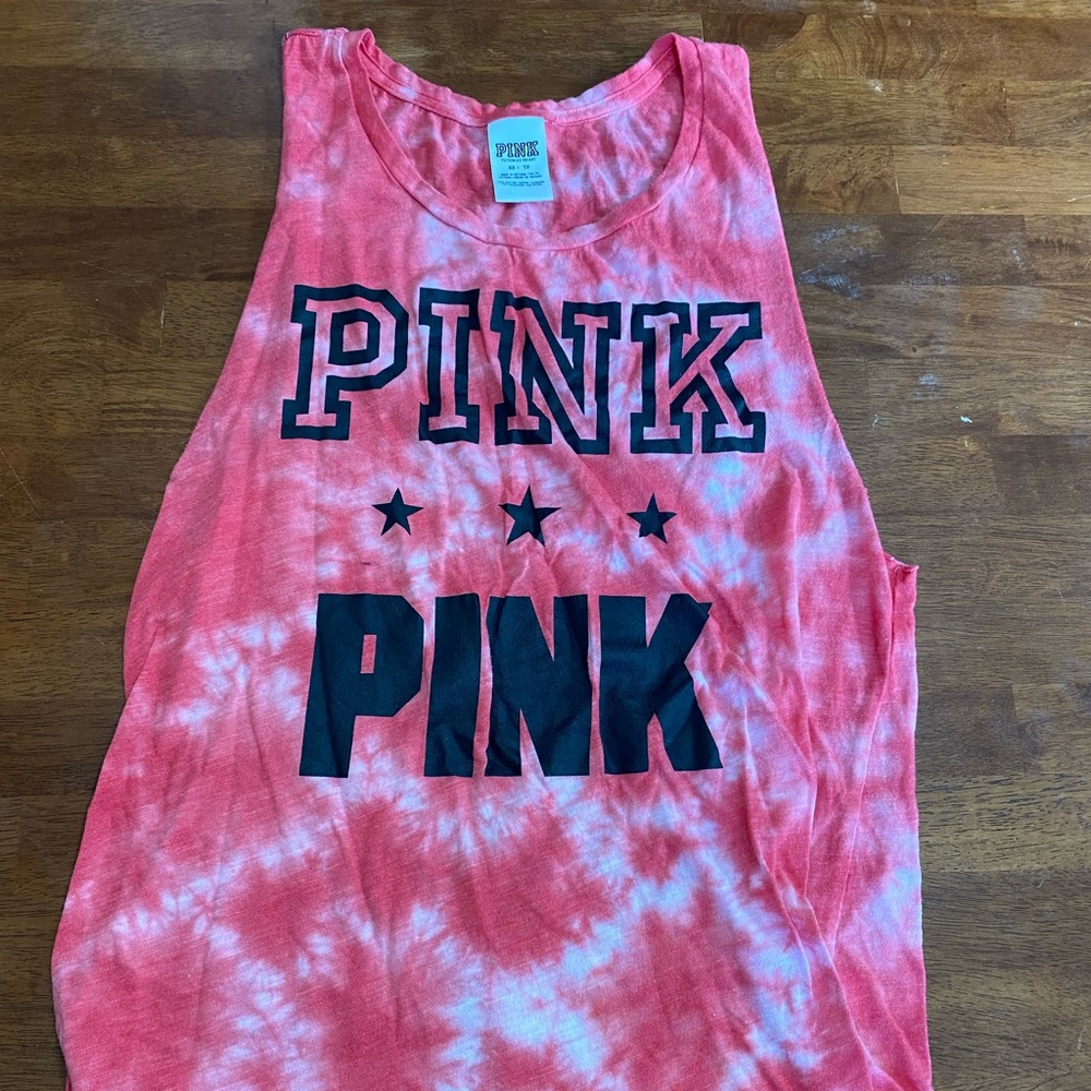 PINK red tie dye muscle shirt